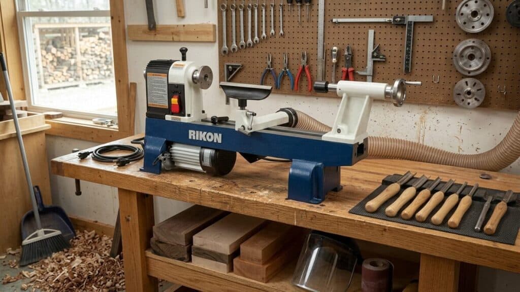 Rikon 70-100 — Best Beginner Wood Lathe for Spindle Work